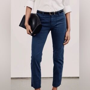 Nili Lotan Jenna Twill Navy Raw Hem Pants Women’s Size 2